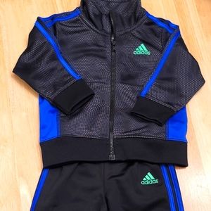 Adidas - 12 Month - Black and Blue Striped Track Suit
